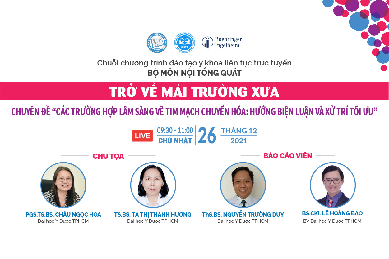 26/12/2021 - Các trường hợp lâm sàng về tim mạch chuyển hóa: Hướng biện luận và xử trí tối ưu